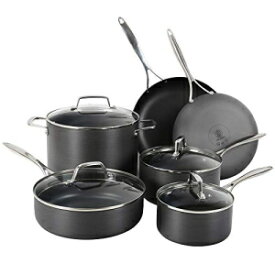 Othello CH-CO6 10-Piece Hard-Anodized Pots and Pans Cookware Set, Black