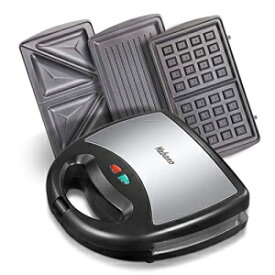 Yabano Sandwich Maker、Waffle Maker、Sandwich Grill、800ワット、3-in-1取り外し可能なノンスティックコーティング、LEDインジケーターライト、クールタッチハンドル、滑り止めフィート、黒 Yabano Sandwich Maker, Waffle Maker, Sandwich Grill, 800-Wat