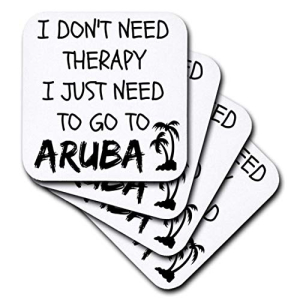 3dRoseセラピーは必要ありませんアルバに行く必要があります-ソフトコースター 8個セット CST_220090_2 3dRose I 海外 Dont Need Therapy Just 即日発送 Set Soft Aruba Coasters - 8 to Go of