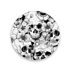 WELLDAY Round Coasters Absorbent Ceramic With Cork Backing White Skull Cup Mat Pad For Drinks