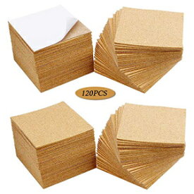 Unknown 120Pcs Self Adhesive Cork Squares, MOTASOM 4 x 4 Inch Strong Cork Adhesive Sheets, Reusable Cork Board Cork Backing Sheets, Mini Wall Cork Tiles Mat for Coasters and DIY Crafts