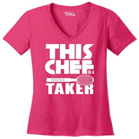 レディースVネックTシャツこのシェフウィスクテイカーダークフクシアM Comical Shirt Ladies V-Neck Tee This Chef Whisk Taker Dark Fuchsia M