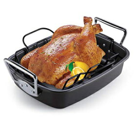 Cook N Home 02669ラック付き焦げ付き防止耐熱皿ロースター、17x13インチ、黒 Cook N Home 02669 Nonstick Bakeware Roaster with Rack, 17x13-inches, Black