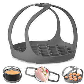 ddLUCK Pressure Cooker Sling，Silicone Bakeware Sling for 6 Qt/8 Qt Instant Pot, Ninja Foodi and Multi-function Cooker Anti-scalding Bakeware Lifter Steamer Rack，BPA-Free Silicone Egg Steamer Rack（Gray)