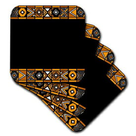 3dRoseブラウンとブラックのアフリカンパターン-ズールービーズワークの幾何学的デザインに触発されたアフリカの芸術-ソフトコースター、4個セット（CST_76556_1） 3dRose Brown and Black African Pattern - Art of Africa Inspired by Zulu Beadwork Geomet