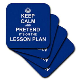 3dRose cst_179742_2ネイビーブルー落ち着いて、授業計画の先生の贈り物にふりをする-ソフトコースター、8個セット 3dRose cst_179742_2 Navy Blue Keep Calm and Pretend its on The Lesson Plan Teacher Gift-Soft Coasters, Set of 8