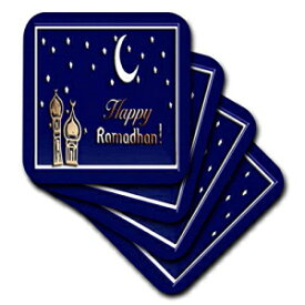 3dRose cst_22458_1青い空の星と月の柔らかいコースターのあるラマダン寺院、4個セット 3dRose cst_22458_1 Ramadan Temples with Blue Sky Stars and Moon-Soft Coasters, Set of 4