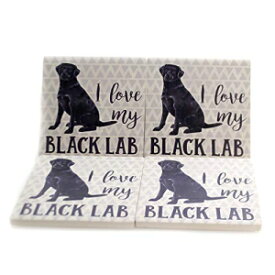 カーソンブラックラボスクエアハウスコースターセット Carson Black Lab Square House Coaster Set