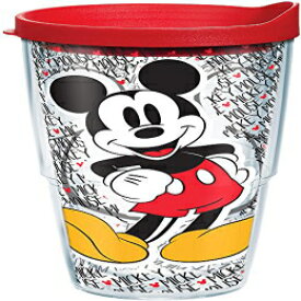 Tervis 1227948 Disney-ミッキーマウスネームパターンタンブラー、ラップと赤い蓋付き24oz、クリア Tervis 1227948 Disney - Mickey Mouse Name Pattern Tumbler with Wrap and Red Lid 24oz, Clear