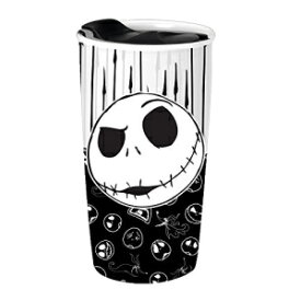 Silver Buffalo NB11263R Disney Nightmare Before Christmas Jack with Bonesセラミックトラベルマグ、10オンス、黒と白 Silver Buffalo NB11263R Disney Nightmare Before Christmas Jack with Bones Ceramic Travel Mug, 10-Ounces, black and