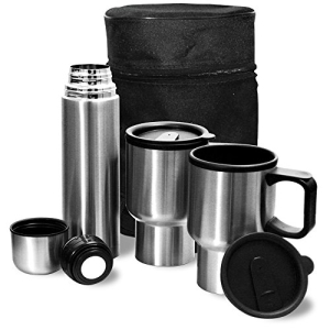 Green Canteenステンレススチールトラベルマグセット 魔法瓶とキャリングケース付き 16オンス Canteen Stainless Steel Travel Mug 新入荷 and with 16-Ounce Case く日はお得♪ Thermos Set Carrying