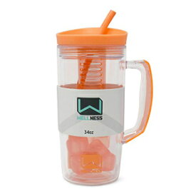 GHP 34oz Dbl-Wall Infuser Sports Bottle with Ice Cubes Orange 1 Pack