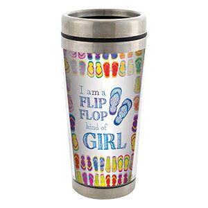 tbvtbv̎ނ̏̎qXeX|16IX̊Wtgx}O Elanze Designs Flip Flop Kind of Girl Stainless Steel 16 oz Travel Mug with Lid