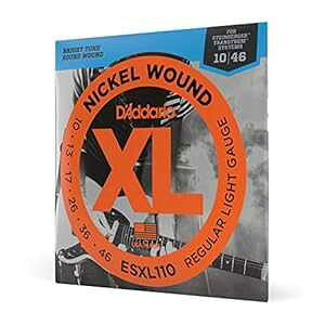 D'Addario Guitar Strings - XL Nickel Electric Guitar Strings - ESXL110 - Perfect Intonation, Consistent Feel, Reliable Durability - For 6 String Guitars - 10-46 Regular Light Double Ball End