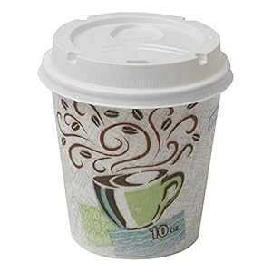 Dixie �z�b�g�J�b�v 10 �I���X �W�t���R���{�p�b�N�A50 W�A�R�[�q�[�w�C�Y Dixie hot cups 10 ounce with lids combo pack, 50 w, Coffee Haze