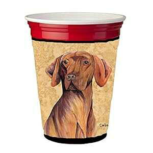 Caroline's Treasures SC9132RSC Vizsla Red Cup Hugger Cup Cooler Sleeve Hugger Machine Washable Drink Sleeve Hugger Collapsible Insulator Beverage Insulated Holder