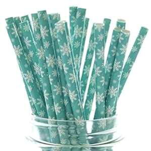 t[Y Xm[t[N Xg[ (25 pbN) - NX}X Xg[AeB[ O[ u[ y[p[ Xg[A~̐̌p[eB[pi Food With Fashion Frozen Snowflake Straws (25 Pack) -