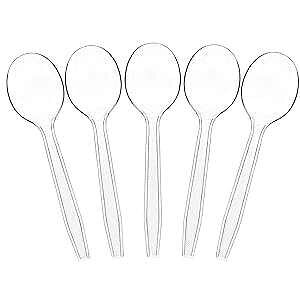 Plasticpro NAvX`bNX[vXv[ĝăJg[ 200 JEg Plasticpro Clear Plastic Soup Spoons Disposable Cutlery Utensils 200 Count
