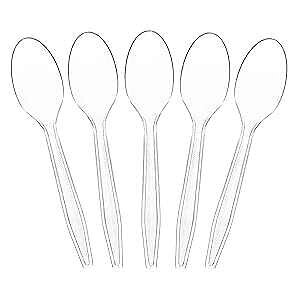Plasticpro vX`bN eB[ Xv[ ĝăJg[ 200 JEg Plasticpro Clear Plastic Tea Spoons Disposable Cutlery Utensils 200 Count