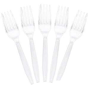 Plasticpro vX`bNtH[N ĝăJg[ 50{ Plasticpro Clear Plastic Forks Disposable Cutlery Utensils 50 Count