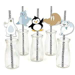 Big Dot of Happiness kɋɒn - Xg[ - ~̃xr[V[ap[eB[̃XgCvXg[ - 24 Zbg Big Dot of Happiness Arctic Polar Animals - Paper Straw Decor - Winter Baby Showe