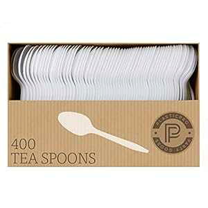 Plasticpro Jg[ 400 ʔĝăvX`bN eB[ Xv[ Plasticpro Cutlery 400 Mediumweight White Disposable Plastic Tea Spoons