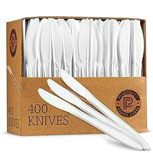 PLASTICPRO Jg[ 400 ʃzCgĝăvX`bNiCt PLASTICPRO Cutlery 400 Mediumweight White Disposable Plastic Knives