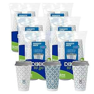 Dixie To Go Hot Jbv & WA16 IXA132 AefUCAĝĎR[q[Jbv & W Dixie To Go Hot Beverage Cups & Lids, 16ounce, 132 Count, Assorted Designs, Disposable Paper Coffee Cups & Lids
