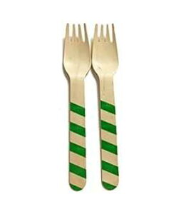 ΂̎Ȗ͗l̎ĝĖؐtH[N - tH[N 158 ΂̎Ȗ͗lA6 C` (48 pbN) Perfect Stix Disposable Wooden Forks with Green Stripes - Fork 158 Green Striped Pattern, 6" (Pack of 48)