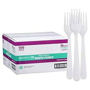 Diplastible Plastic Forks Heavy Duty - Forks Plastic Disposable Utensils - Plastic Cutlery For Parties, Celebrations And Events Pack Of 500