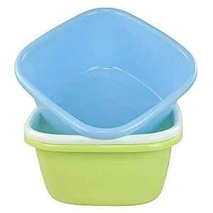 Ponpong vX`bN XNGA Cgu[ CgO[ zCg fBbVp  H􂢗p{EA16NH[gA3pbN Ponpong Plastic Square Light Blue Light Green White Dish Pan Tub Washing up Bo