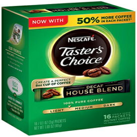 ネスカフェ テイスターズチョイス デカフェインスタントコーヒー、ハウスブレンド (16カウント x0.106オンス) (8個パック) Nescafe Taster's Choice Decaf Instant Coffee, House Blend (16 count x0.106oz) (Pack of 8)