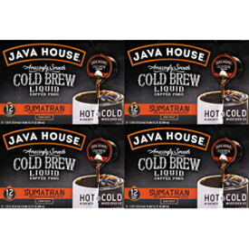 JAVA HOUSE コールドブリューコーヒー、スマトラダークローストコーヒー濃縮液体ポッド - 1.35液量オンス (48個) ホットまたはアイスでお楽しみください JAVA HOUSE Cold Brew Coffee, Sumatran Dark Roast Coffee Concentrate Liquid Pods - 1.35 F
