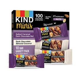 KIND Bar Minis, Salted Caramel Dark Chocolate Nut & Dark Chocolate Almond Coconut, Variety Pack, Gluten Free, 100 Calories, Low Sugar, 80 Count