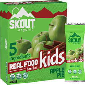 子供のためのスカウトオーガニックアップルパイリアルフードバー（6パック）| 子供のためのオーガニックスナック| スクールスナック＆ランチスナック| 精製糖なし| ビーガン＆パレオ| グルテン、乳製品、穀物、ピーナッツフリー Skout Organic Apple Pie Real