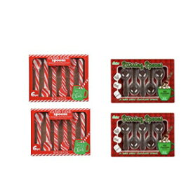 Holiday Varieties Candy Cane Peppermint Flavored Spoons, Chocolate Stirring Spoons, Hot Chocolate Party, Chocolate Spoons For Kids