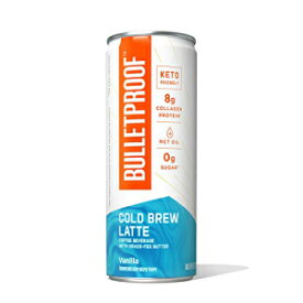 Bulletproof Vanilla Latte Cold Brew Coffee Plus Collagen Protein, Keto Friendly with Brain Octane C8 MCT Oil and Grass Fed Butter, Sugar Free, Vanilla Latte, 12 Pack