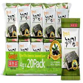 Daechun(Choi's1) 海藻スナック (20個入り) オリジナル 海塩 緑茶パウダー ビーガン ケトグルテンフリー 韓国製品 Daechun(Choi's1) Seaweed Snacks, (Pack of 20), Original, Sea Salt, Green Tea Powder, Vegan, Keto, Gluten Fr