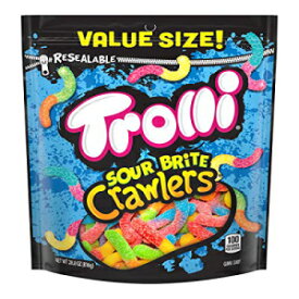 Trolli サワー ブライト クローラー、バック トゥ スクール キャンディ、サワー グミ ワーム、28.8 オンスの再密封可能なバッグ Trolli Sour Brite Crawlers, Back to School Candy, Sour Gummy Worms, 28.8 Ounce Resealable Bag