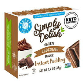 Simply Delish ナチュラル インスタント チョコレート プディング - シュガーフリー、非遺伝子組み換え、グルテンフリー、脂肪フリー、ビーガン、ケトフレンドリー - 1.7 オンス (6 個パック) Simply Delish Natural Instant Chocolate Pudding - Suga
