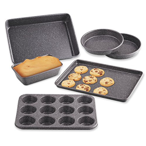 Cook N Home 6-Piece Heavy Gauge Cake 【2021春夏新色】 Loaf Nonstick Set Black Bakeware Cookie ふるさと割 Muffin