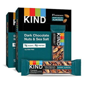 KIND KIND KIND Bars, Dark Chocolate Nuts & Sea Salt, Gluten Free, 1.4 Ounce Bars, 24 Count