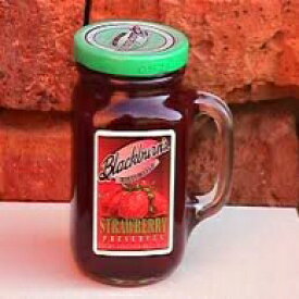 Blackburn's Preserves & Jellys 18オンス ジャー (ガラス製再利用可能なハンドル付きマグカップ入り) (ストロベリー プリザーブ) Blackburn's Preserves & Jellys 18oz Jar (Packed in a Glass Reusable Handled Mug) (Strawberry Preser