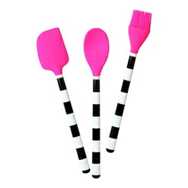 French Bull Easy Grip Melamine Handle Silicone Non-Stick Heat Resistant BPA-Free Chef Kitchen Utensils for Cooking, Mixing, Baking, Set of 3, Pink