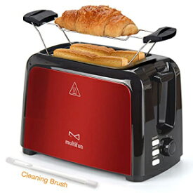 2 Slice Toaster, Multifun Stainless Steel Toaster with Warm Rack, Removable Crumb Tray, 7 Bread Shade Settings, Reheat/Cancel/Defrost Function, Extra Wide Slot for Bagels, Waffle UL Certified -Red