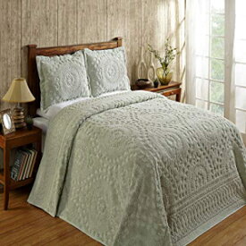 Better Trends Rio Collection is Super Soft and Light Weight in Floral Design 100 Percent Cotton Tufted Unique Luxurious Machine Washable Tumble Dry, Full/Double Bedspread, Sage