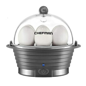 Chefman Electric Egg Cooker Boiler、Rapid Egg-Maker＆Poacher、Food＆Vegetable Steamer、6個の卵をすばやく作る、ハード、ミディアム、またはソフトボイル、ポーチング/オムレツトレイ付き、レディシグナル、BPAフリー、グレー Chefman Electric Egg Cooker B