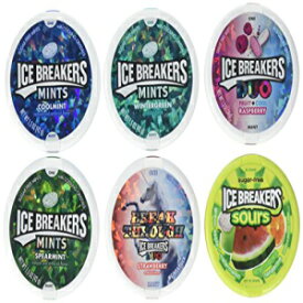 Ice Breakers Sugar Free Mints Variety Pack Featuring Duos Mints & Sours (6 Pack)