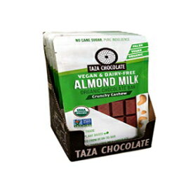 Taza Chocolate Organic Almond Milk Chocolate bar, Crunchy Cashew, 10 Count