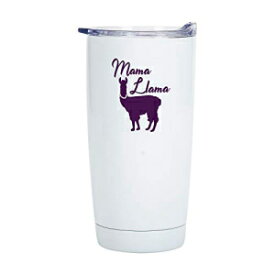 Mama Llama20オンス光沢のある白いステンレス鋼のトラベルタンブラーマグ Elanze Designs Mama Llama 20 Ounce Glossy White Stainless Steel Travel Tumbler Mug
